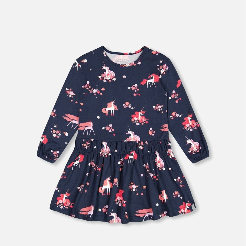 Jersey Long Sleeve Unicorn Dress