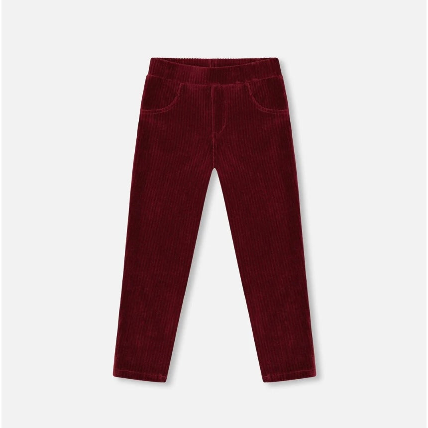 Velvet Ribbed Treggings - Black Iris