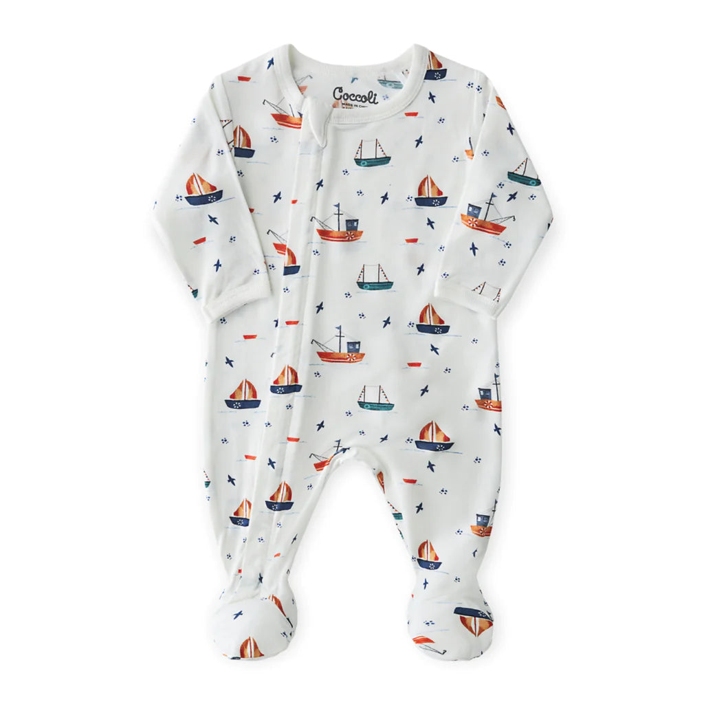 Modal Zipper Footie - Boats