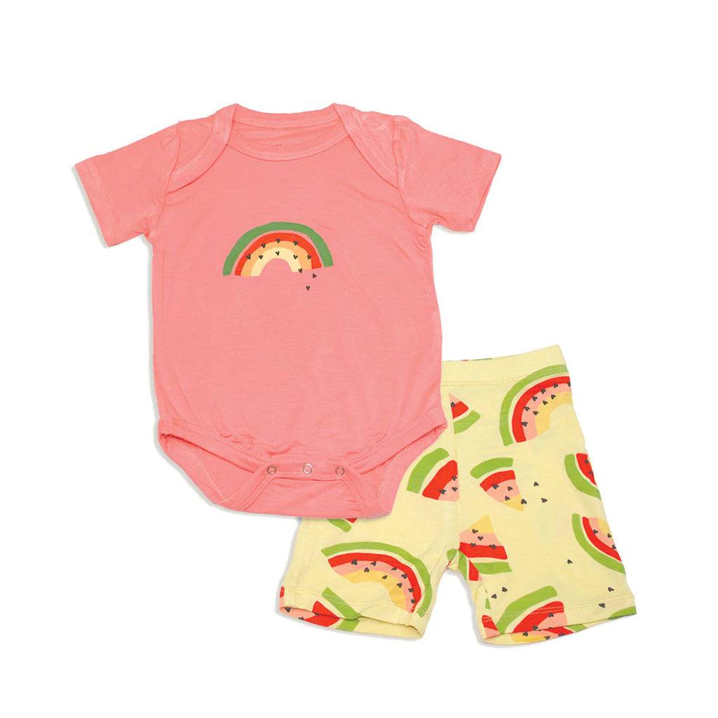 Bamboo Onesie & Shorts Set - Watermelon Rainbow