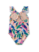 Load image into Gallery viewer, Ruffle One-Piece Swimsuit - Tropical Bird
