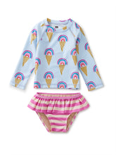 Load image into Gallery viewer, Rash Guard Baby Swim Set - Rainbow Cone
