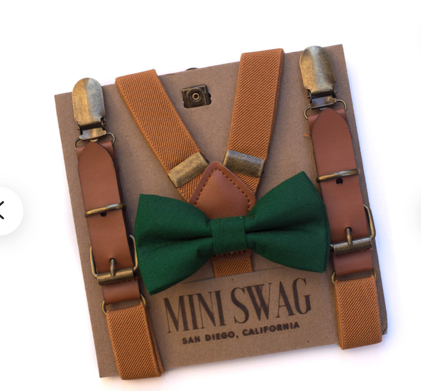 Leather Suspender Set- Dark Green