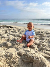 Load image into Gallery viewer, Grey and Navy Raglan Block Onesie
