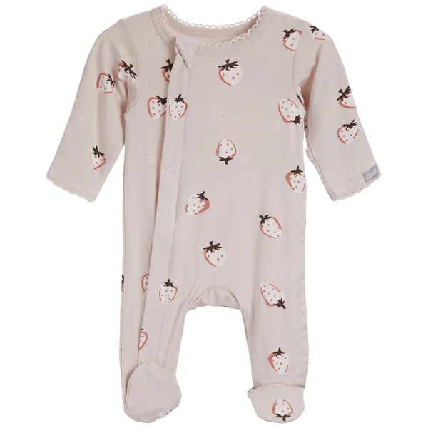 Modal Zipper Footie - Strawberries