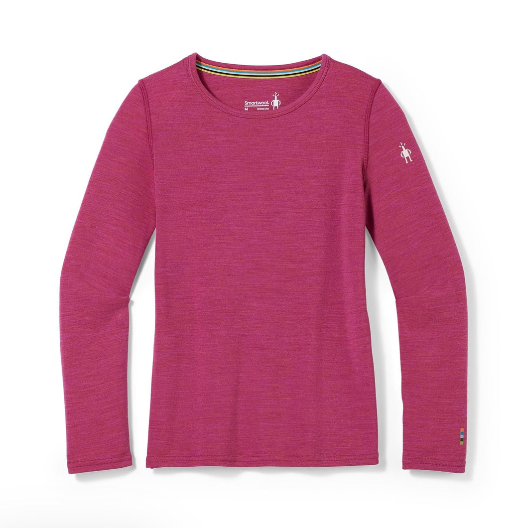 Kids Merino 250 Baselayer Crew - Fuchsia