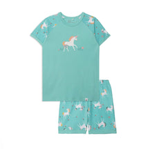 Load image into Gallery viewer, 100% Organic Cotton Unicorn Two Piece Pyjama Set with Shorts
