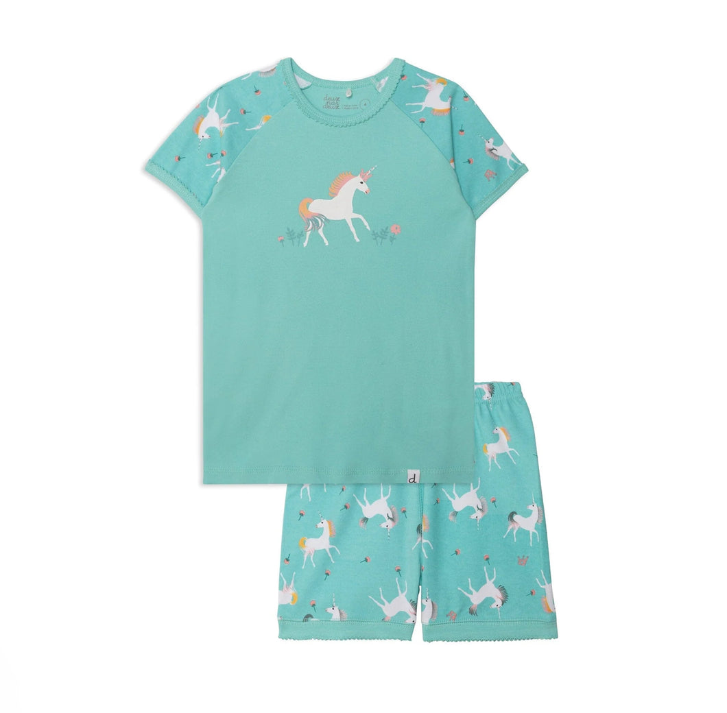 100% Organic Cotton Unicorn Two Piece Pyjama Set with Shorts